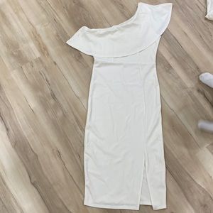 Missguided white midi dress with small front leg slit